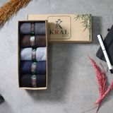 Kral Socks Bambu Erkek Çorap Klasik Soket Düz Uzun Yazlık Dikişsiz 5'Li Kutulu Premium Set - 40 - 44 - Renkli