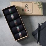 Kral Socks Bambu Erkek Çorap Klasik Soket Düz Uzun Yazlık Dikişsiz 5'li Kutulu Premium Set
