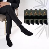 Kral Socks Bambu Erkek Soket Düz Uzun Çorap Klasik Yazlık Dikişsiz 5'Li Premium Set - 40 - 44 - 01-Siyah