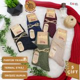Kral Socks Çorap (5 Çift) Kışlık Yün Çorap Lambswool (Özel Kuzu Yünlü) Kadınlar Için Termal Özellikli - Çok Renkli - 36 - 40
