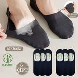 Kral Socks Erkek - Bambu Babet Çorap Dikişsiz Parfümlü Silikonlu Babet Çorap - 01-Siyah - 36 - 40