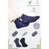 Kral Socks Erkek Bambu Patik Düz Desen Dikişsiz Çorap 3 Çift - Siyah - Beyaz - 40 - 44