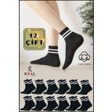 KRAL SOCKS Erkek Kadın (12 ÇİFT) Çizgili Kolej Tenis Çorabı Pamuklu Terletmez Çorap