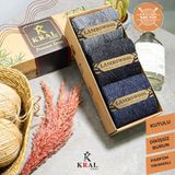 Kral Socks Erkek - Kadın Termal Etkili 3 Çift Kutulu Kışlık Yünlü Lambswool Çorap - Altın - 40 - 44