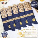 Kral Socks Erkek Kışlık Termal Etkili (5'li Paket) Lambswool Kuzu Yün Çorap - 40 - 44 - 166-Lacivert