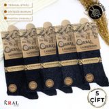 Kral Socks Erkek Kışlık Termal Etkili (5'li Paket) Lambswool Kuzu Yün Çorap - 40 - 44 - Siyah - Renkli