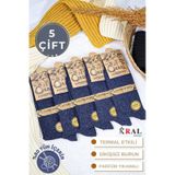 Kral Socks Erkek Kışlık Termal Etkili 5'li Paket Lambswool Kuzu Yün Çorap Lacivert