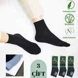Kral Socks -Erkek Patik Lacose Kabartma Desenli (3 Adet) Bambu Dikişsiz Parfümlü Kısa Çorap - 40 - 44 - 01-Siyah