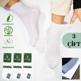 Kral Socks -Erkek Patik Lacose Kabartma Desenli (3 Adet) Bambu Dikişsiz Parfümlü Kısa Çorap - 40 - 44 - 1BW-Beyaz
