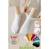 KRAL SOCKS Kadın Bambu Patik Çorap (10 ADET ÇİFT) Dikişsiz Parfümlü Kısa Model Hassas Çorabı
