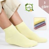 Kral Socks Kadın Bambu Patik Çorap (3 Adet) Görünmez Dikişsiz Parfümlü Kısa Yazlık Kadın Çorabı - 36 - 40 - Mavi - Pembe - Sarı