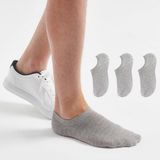 Kral Socks Kadın - Erkek - Unisex Düz Desen (3 Çift) Pamuklu 40-44 Beden Terletmez Görünmez Çorap - 36 - 40 - Gri