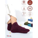 Kral Socks Kadın Kabartma Kışlık Ters Havlu 3 Çift Karma Renk Çorap Seti Çok Renkli