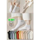KRAL SOCKS Kadın Kaliteli Bambu Patik Çorap (10 ADET ÇİFT) Dikişsiz Parfümlü Kısa Model Hassas Çorabı
