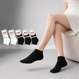 Kral Socks Kadın Kaliteli Bambu Patik Çorap (5 Adet) Dikişsiz Görünmez Parfümlü Kısa Model Çorap - 36 - 40 - Beyaz - Siyah