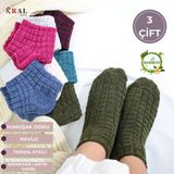 Kral Socks Kadın Patik Kabartma Kışlık Ters Havlu 3 Çift Karma Renk Kısa Çorap Seti - 36 - 40 - Asorti