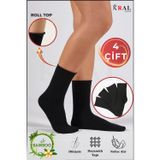 Kral Socks Kadın Roll-Top Lastiksiz Dikişsiz Bambu Soket Çorap 4 Çift