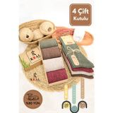 KRAL SOCKS Kışlık (4 ÇİFT) Lambswool Kadınlar Için Termal Kutulu Dikişsiz Yün Çorap