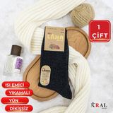 Kral Socks Kışlık Yün Çorap Lambswool (Özel Kuzu Yünlü) Kadınlar Için Termal Özellikli - 36 - 40 - 01-Siyah