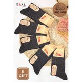 Kral Socks Miss Lana Ladies Socks Lambswool Özel Kuzu Yünlü Termal Kadın Kışlık Yün Çorap 5 Çift Siyah