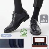 Kral Socks Premium Busines (5 Çift Kutulu) Klasik Uzun Boy Mevsimlik Dikişsiz Erkek Bambu Soket Çorap - 40 - 44 - Gri - Lacivert - Siyah