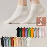 Kral Socks Renkli (6 Çift) Likralı Pamuklu Penye Kadın Patik Çorap - 36 - 40