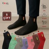 Kral Socks Termal Erkek Havlu Patik Çorap 5'li Set(5 Çift) - 40 - 44 - Renkli
