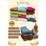 Kral Socks Thermo Özellikli 2X Korumalı (3 Çift) Kadın Termal Renkli Kışlık Yün Havlu Çorap