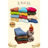Kral Socks Thermo Özellikli 2X Korumalı (5 Çift) Kadın Termal Renkli Kışlık Yün Havlu Çorap