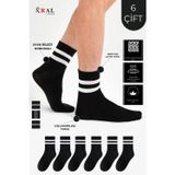 Kral Socks Unisex Düz Çizgili (6 Çift) Çeyrek Soket Tenis Model Pamuklu Terletmez Çorap