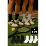 Kral Socks Unisex Siyah-beyaz 6 Çift Pamuklu Tenis Spor Uzun Soket Boy Çorap Siyah - Beyaz