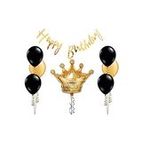 Kral Tacı Folyo Balon Gold Happy Bırthday Kaligrafi Banner Yazı