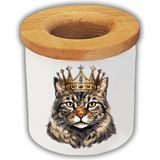 Kral Taçlı Kedi Baskılı Kalemlik Kalem Kutusu
