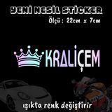 Kraliçem Taclı Oto Sticker 2 Adet Hologram Model Motosiklet Kask Atv Laptop Cam Uyumlu