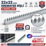 Kramsan Global 22X22MM Bahçe Otomatik Kapı Motoru Kremayer Dişlisi 2 Metre 4 Modül Galvanizli Çelik