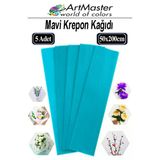 Krapon Kağıdı Mavi Renk 5 Adet 50X200 Cm Grapon Kağıdı 5'Li Okul Proje Sınıf Anaokulu Kreş Süsleme