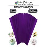 Krapon Kağıdı Mor Renk 10 Adet 50X200 Cm Grapon Kağıdı 10'Lu Okul Proje Sınıf Anaokulu Kreş Süsleme