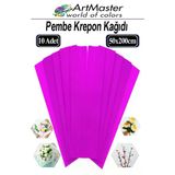 Krapon Kağıdı Pembe Renk 10 Adet 50X200 Cm Grapon Kağıdı 10'Lu Okul Proje Sınıf Anaokulu Kreş Süsleme