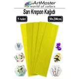 Krapon Kağıdı Sarı Renk 5 Adet 50X200 Cm Grapon Kağıdı 5'Li Okul Proje Sınıf Anaokulu Kreş Süsleme