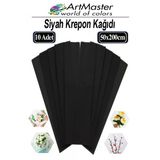 Krapon Kağıdı Siyah Renk 10 Adet 50X200 Cm Grapon Kağıdı 10'Lu Okul Proje Sınıf Anaokulu Kreş Süsleme