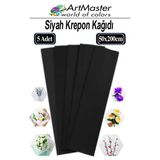 Krapon Kağıdı Siyah Renk 5 Adet 50X200 Cm Grapon Kağıdı 5'Li Okul Proje Sınıf Anaokulu Kreş Süsleme