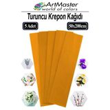 Krapon Kağıdı Turuncu Renk 5 Adet 50X200 Cm Grapon Kağıdı 5'Li Okul Proje Sınıf Anaokulu Kreş Süsleme