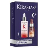 Kérastase Genesis Sérum Anti-Chute Fortifiant saç dökülmesine ve saç kırılmasına karşı (90 ml) ve Nutritive 8H Magic Night Serum (30 ml) ile daha fazla parlaklık ve yumuşaklık için bakım seti