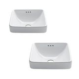 KRAUS Elavo Kare Yarı Gömme Gemi Beyaz Porselen Seramik Banyo Lavabosu, Taşma, 16 1/2 "KCR-281