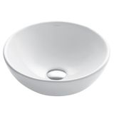 KRAUS Elavo Yuvarlak Kap Beyaz Porselen Seramik Banyo Lavabosu, 14 "KCV-341