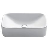 Kraus KCV-122 Seramik Tezgah Üstü Dikdörtgen Banyo Lavabosu, 49,4 x 30,1 x 12,7 cm, Beyaz