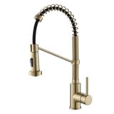 Kraus KPF-1610BG Bolden 45,72 cm Çift İşlevli Açılır Püskürtme Başlıklı Ticari Mutfak Bataryası All-Brite Finish 45,72 cm, Fırçalanmış Altın