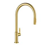Kraus KPF-2821BB Oletto Yüksek Ark Tek Saplı Aşağı Çekmeli Mutfak Bataryası, 58 cm, Fırçalanmış Bronz