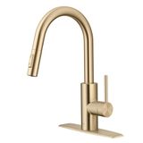 KRAUS Oletto Aşağı Çekmeli Tek Saplı Mutfak Bataryası QuickDock Üstten Montajlı Kurulum Kurulumu Noktasız Antika Şampanya Bronzu, 38 cm, KPF-2620SFACB