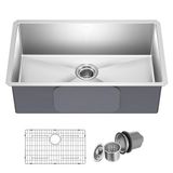 KRAUS Paslanmaz çelikten tek gömme lavabo (76,20 cm, 1,29 mm), KHU100-30